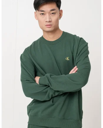 Bluza de trening din bumbac cu maneci usor cazute, Verde englez