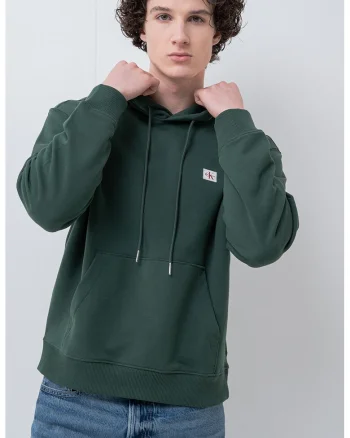 Hanorac din bumbac cu buzunar kangaroo, Verde englez