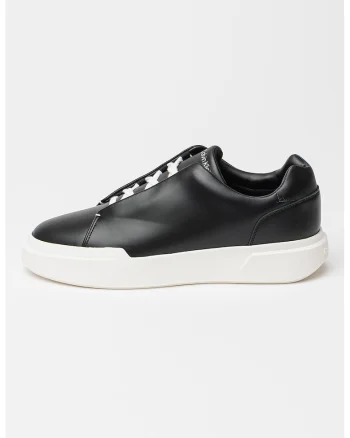 Pantofi sport wedge din piele, Negru/Alb murdar