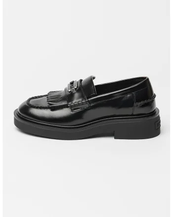Pantofi loafer din piele cu logo, Negru