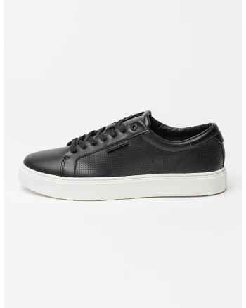 Pantofi sport low-cut din piele, Negru/Alb optic