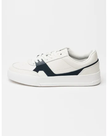 Pantofi sport din piele si piele intoarsa Court, Negru stins/Alb murdar