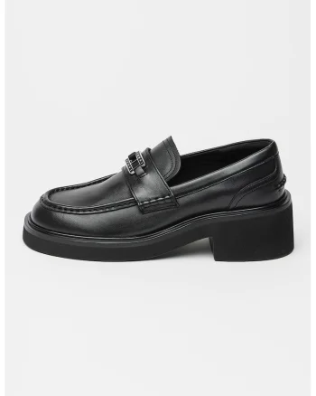 Tommy Hilfiger, Pantofi loafer din piele cu logo, Negru