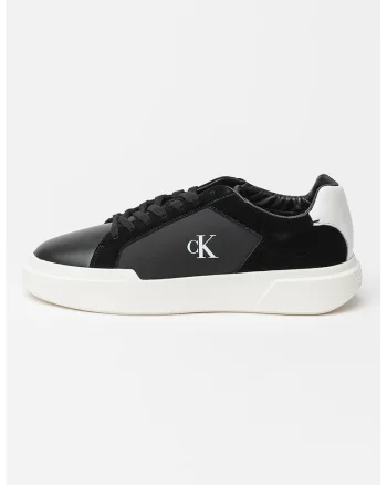 Pantofi sport din piele intoarsa si material textil cu logo si aspect masiv, Negru/Alb murdar