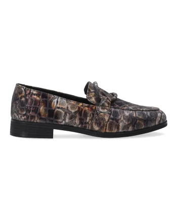 Pantofi loafer din piele lacuita, Negru/Maro