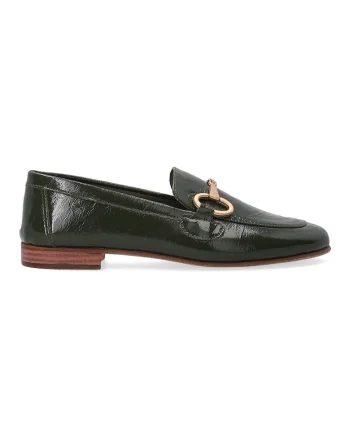 Pantofi loafer din piele lacuita, cu decoratiune metalica