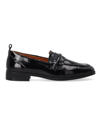 Pantofi loafer din piele lacuita, Negru