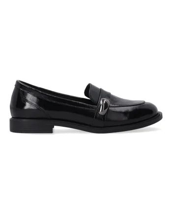 Pantofi loafer cu detaliu metalic, Negru