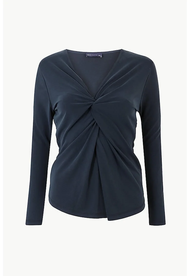 Top slim fit cu model uni, Negru