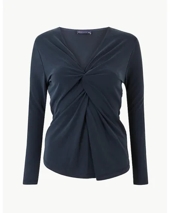 Top slim fit cu model uni, Negru
