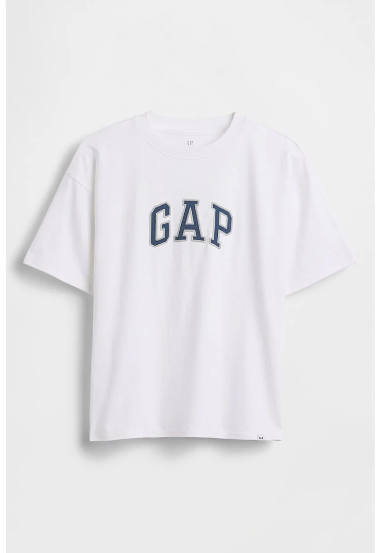 Tricou din bumbac cu logo, Alb optic