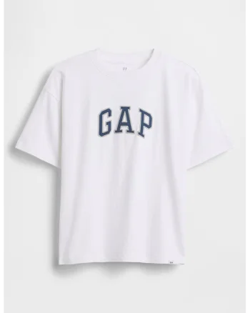 Tricou din bumbac cu logo, Alb optic