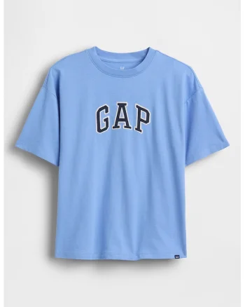 Tricou din bumbac cu logo, Albastru pastel