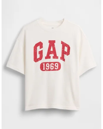 Tricou lejer cu imprimeu logo, Alb murdar
