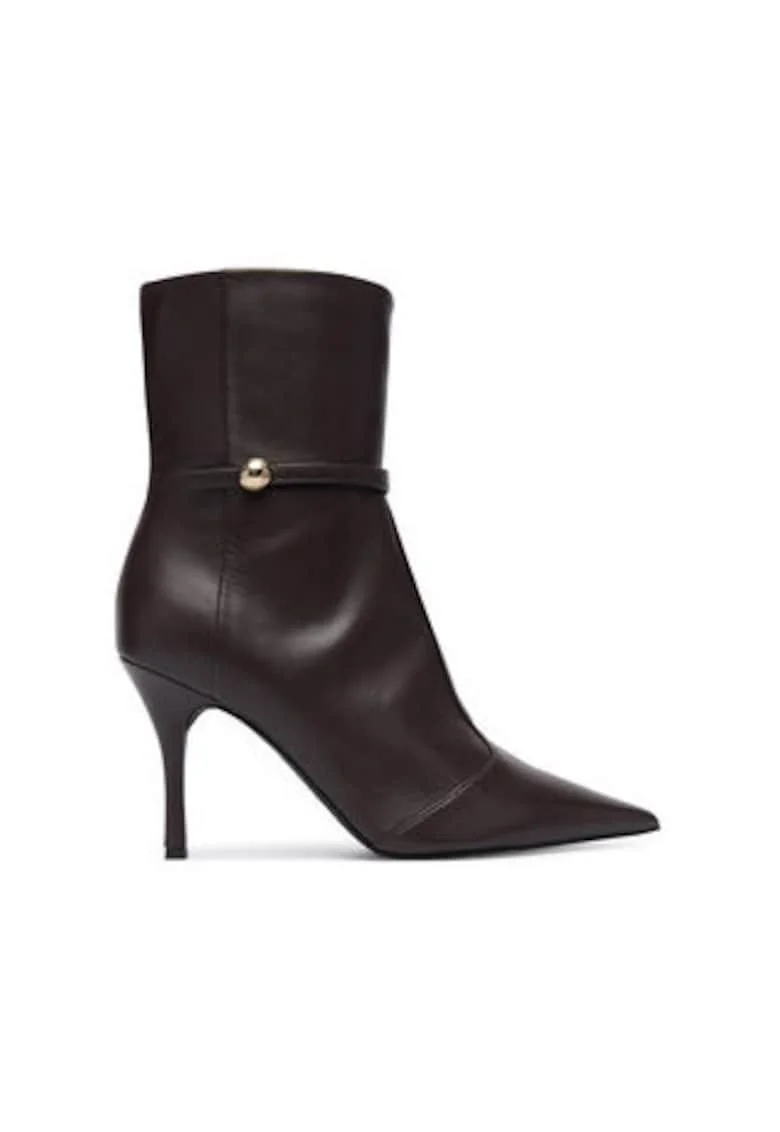 Botine dama pana la glezna,  305616296, piele naturala, maro
