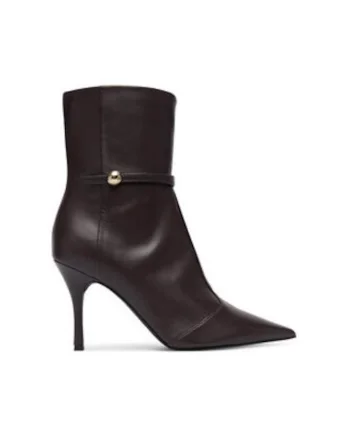 Botine dama pana la glezna,  305616296, piele naturala, maro