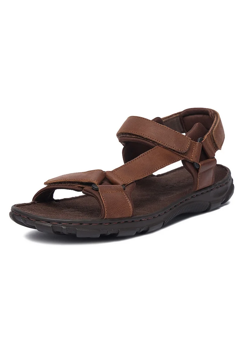 Sandale barbatesti  nubuc, inchidere Velcro, maro, piele naturala