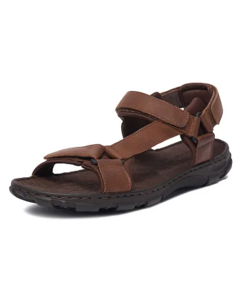 Sandale barbatesti  nubuc, inchidere Velcro, maro, piele naturala