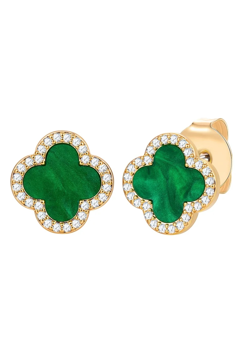 Cercei placati cu aur de 14K si decorati cu pietre zirconia, Auriu