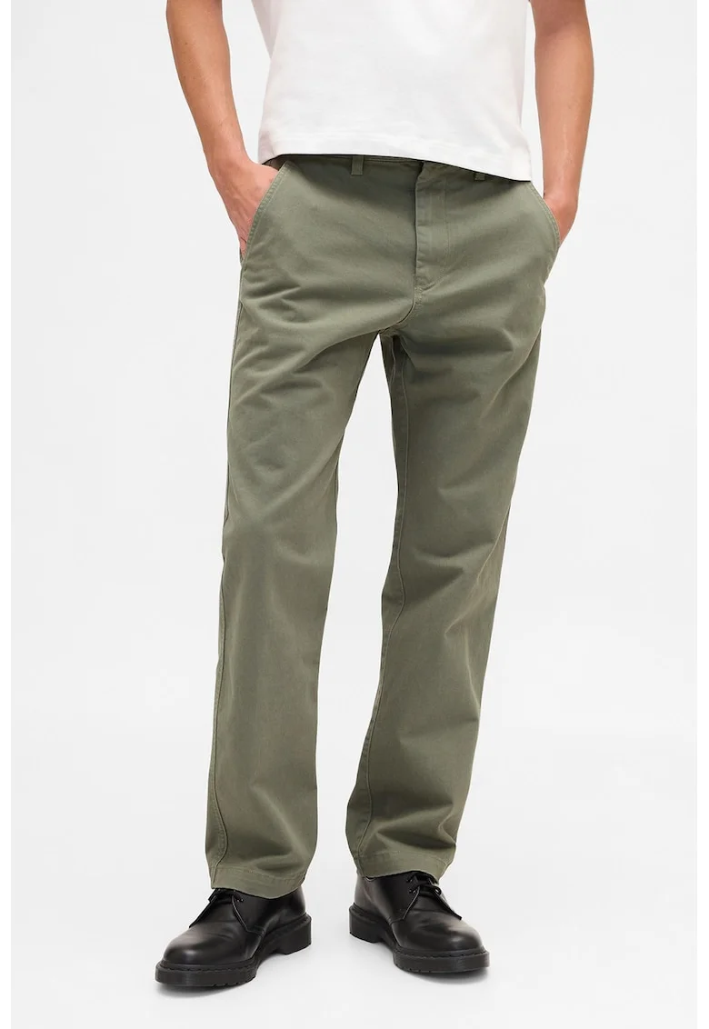 Pantaloni chino cu croiala relaxed-fit, Verde pal