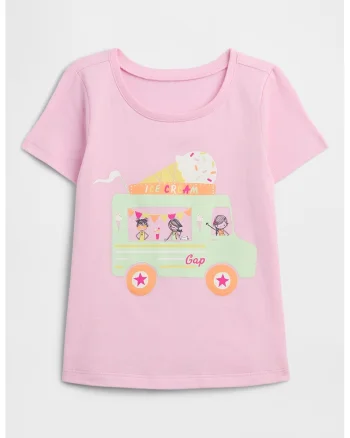 Tricou din bumbac cu imprimeu grafic, Roz pastel