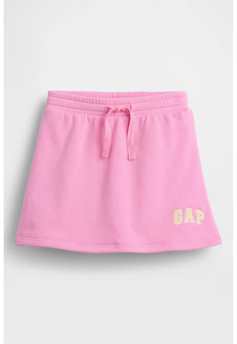 Fusta cu logo brodat si snur, Roz pastel