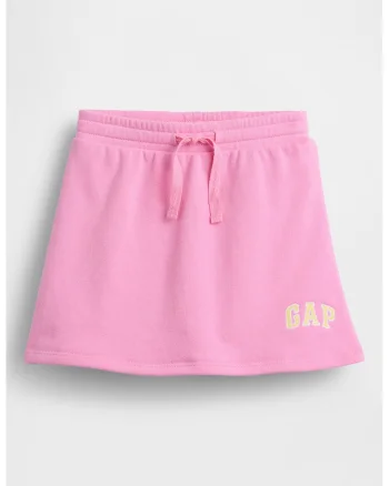 Fusta cu logo brodat si snur, Roz pastel