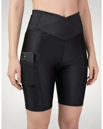 Colanti scurti dama, cu buzunar lateral din lycra