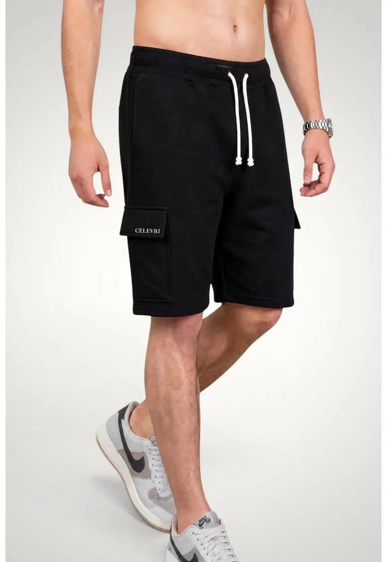 Pantaloni scurti Cargo pentru Barbati din Bumbac premium, Negru