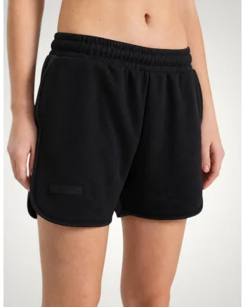 Pantaloni scurti de dama, din bumbac premium, cu dungi laterale, Negru