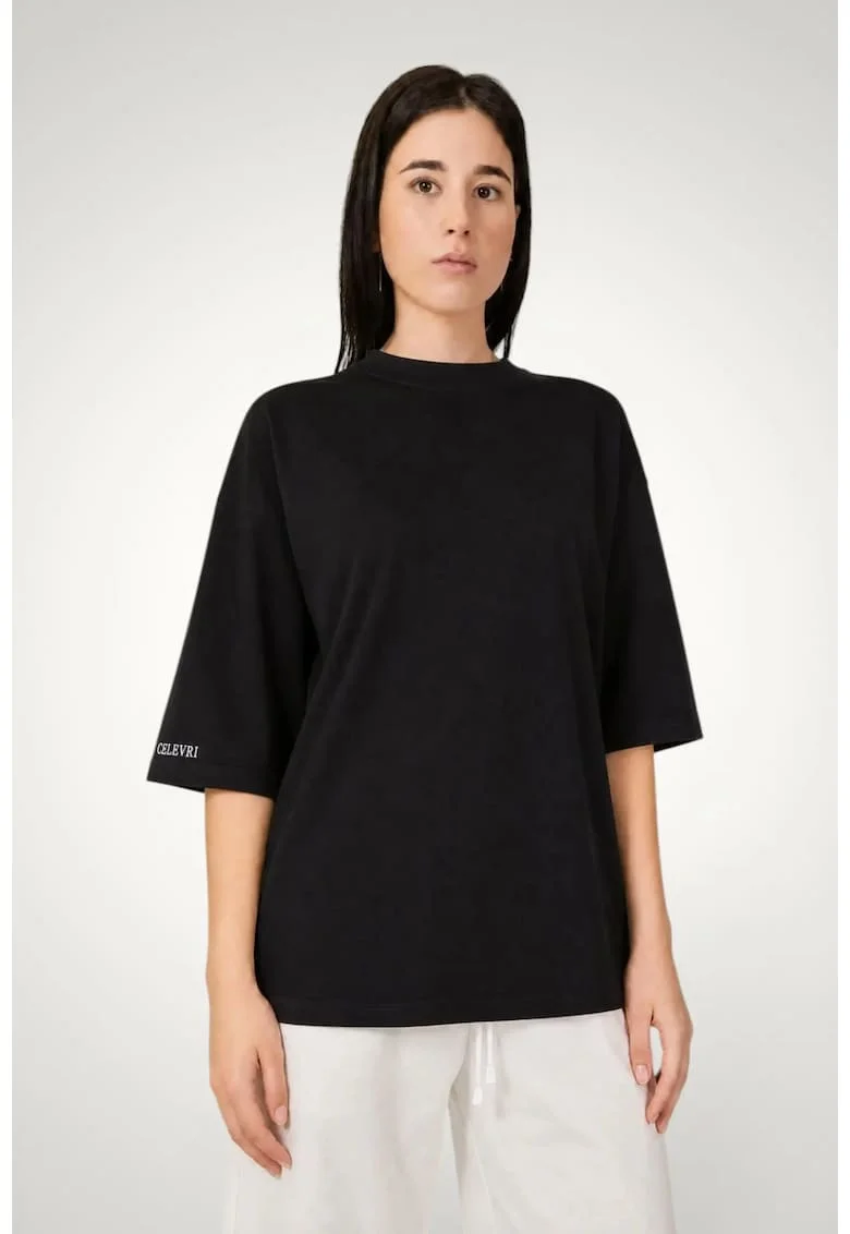 Tricou dama, sport oversize, bumbac premium, Negru