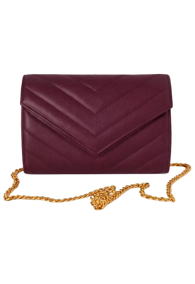 Plic din piele naturala Val Clutch, Visiniu
