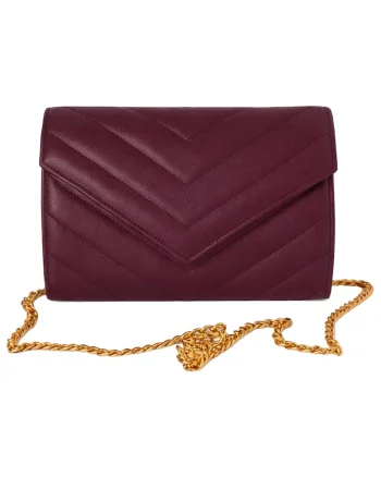 Plic din piele naturala Val Clutch, Visiniu