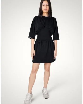 Rochie dama cu corset ajustabil din bumbac premium, Negru