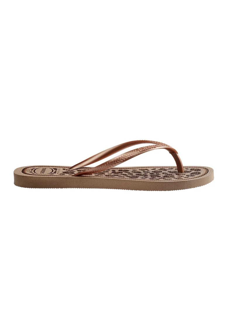 Papuci flip-flop cu model animal print, Nude rose