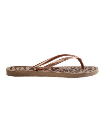 Papuci flip-flop cu model animal print, Nude rose