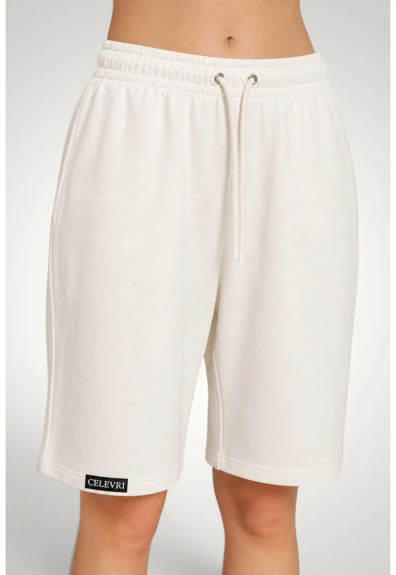 Pantaloni scurti de dama, oversize, din bumbac premium, Alb