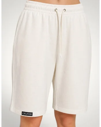 Pantaloni scurti de dama, oversize, din bumbac premium, Alb