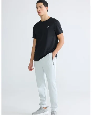 Pantaloni de trening cu slit cu fermoar la terminatii, Negru/Gri deschis