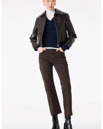 Blugi regular fit cu buzunare, Maro inchis