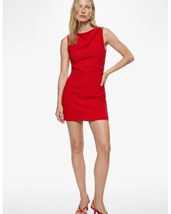Rochie mini drapata, Rosu