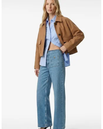 Blugi regular fit cu talie medie, Albastru melange