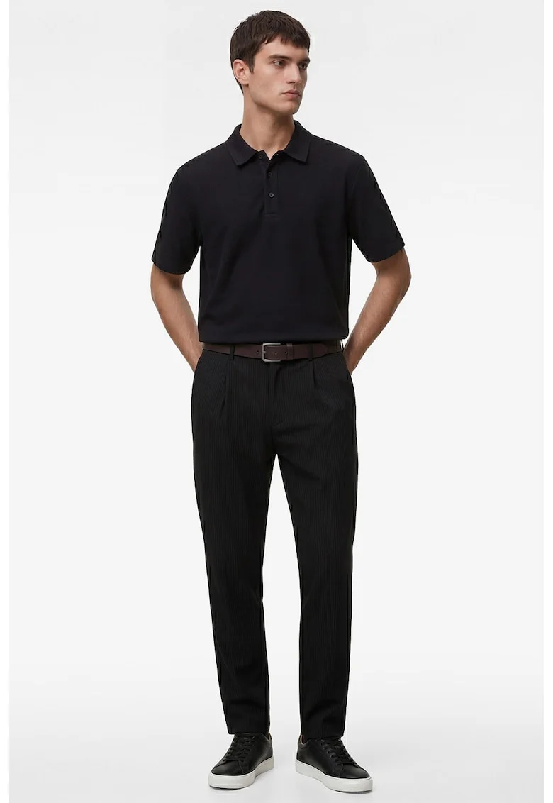 Tricou polo texturat, Negru