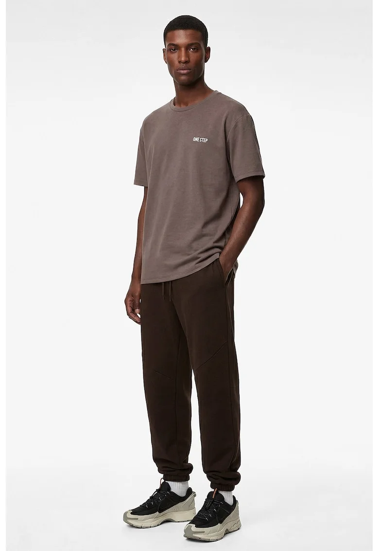 Pantaloni de trening conici cu snururi, Maro inchis