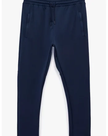 Pantaloni de trening cu snur si buzunare oblice, Bleumarin