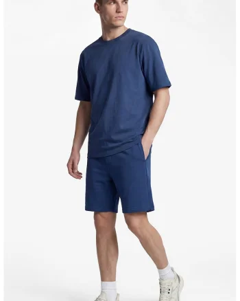 Pantaloni scurti din amestec de bumbac cu snur, Albastru inchis