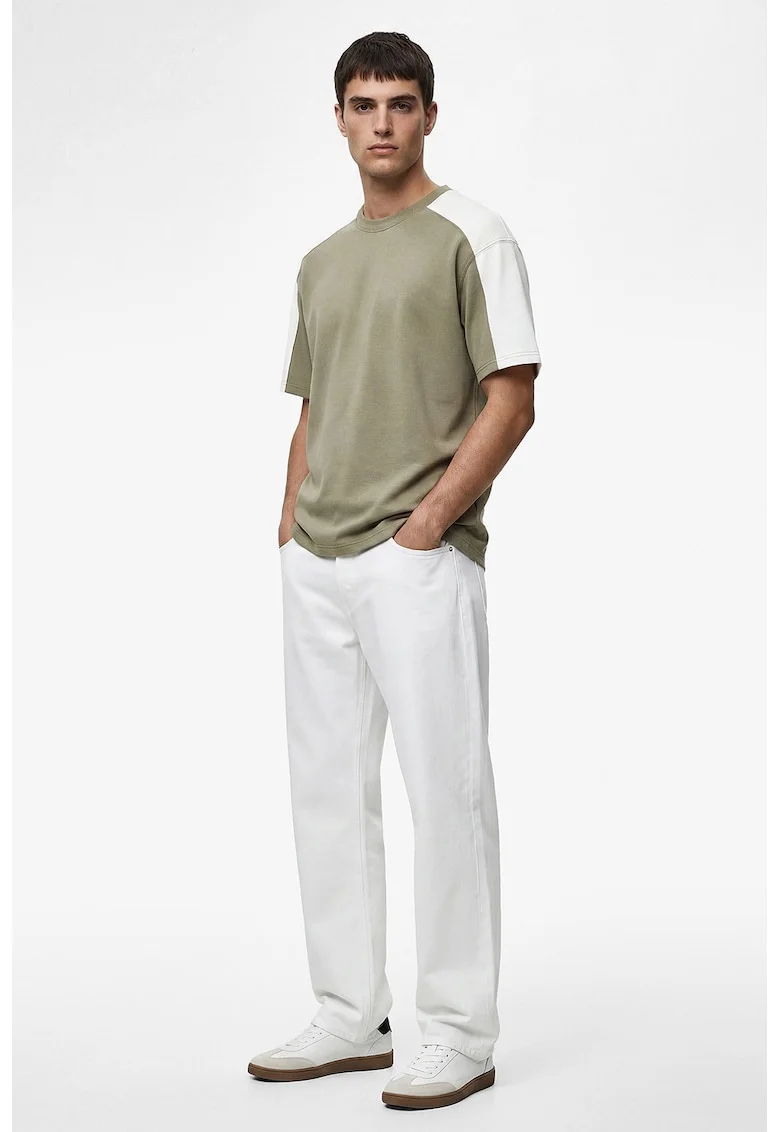 Tricou din amestec de bumbac, Alb/Verde stins