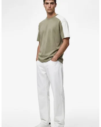 Tricou din amestec de bumbac, Alb/Verde stins