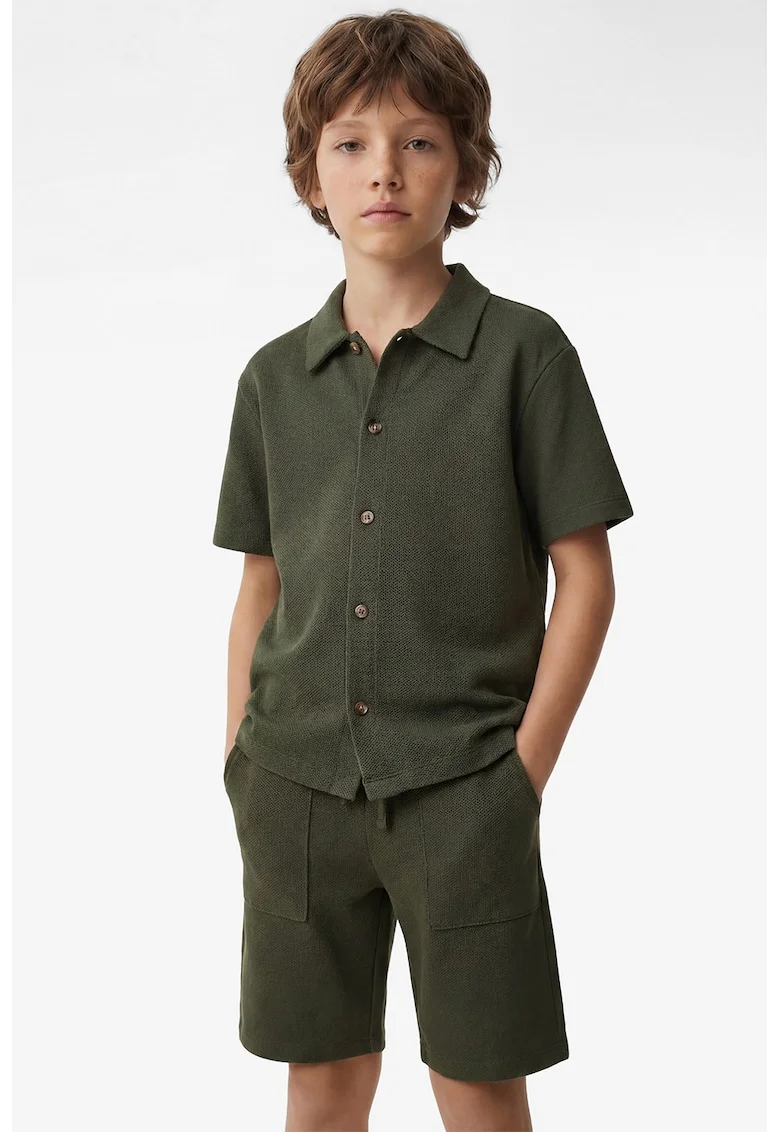 Camasa regular fit cu maneci scurte, Verde masliniu