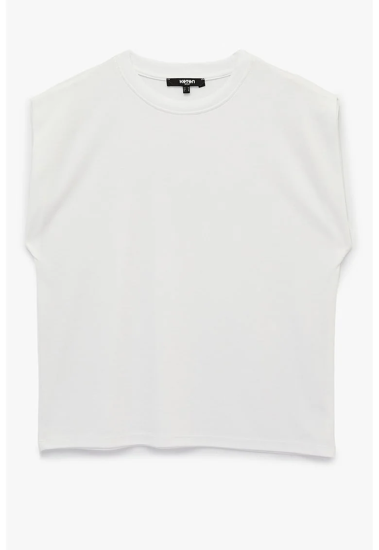 Tricou fara maneci din amestec de modal, Ecru